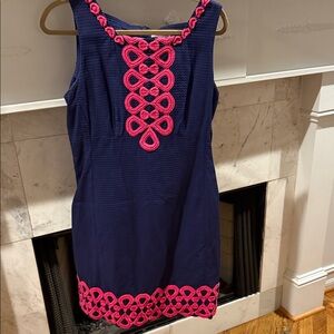 Lilly Pulitzer Navy Dress with Pink Accents